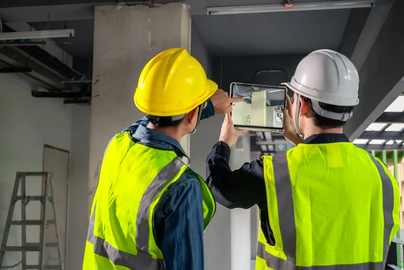 Engineer reviewing survey data on site before writing the defect report